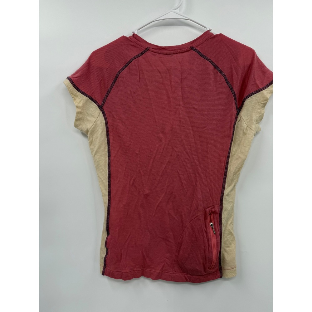 Smartwool Large 1/4 Zip Cycling Top W Pink Merino Wool Colorblock Activewear - Picture 4 of 6